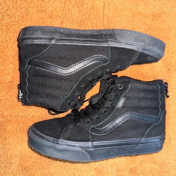 Vans Filmore Hi Zip Black Suede/Canvas Kids Sneakers - Size 2Y - Picture 7 of 8